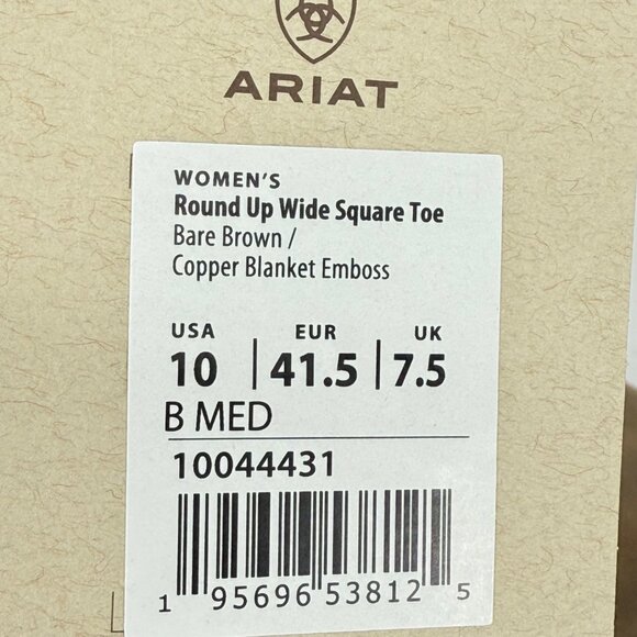 Ariat Women's Round Up Wide Square Toe Leather Brown Western Boots Size 10B NWOB - Picture 16 of 16